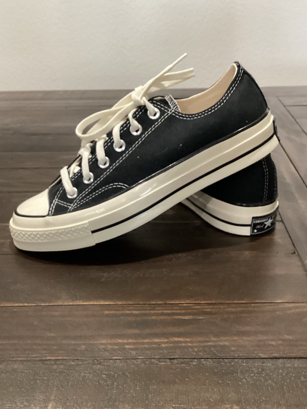 Converse Black Canvas Low-Top Sneakers with White Accents - Picture 4 of 7